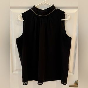 DKNY Sleeveless Blouse with Ruffle Neck Size L